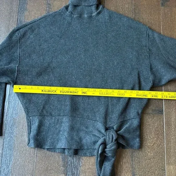 Zara knit ribbed turtleneck sweater womens size small tie waist modest minimalis - Picture 10 of 10